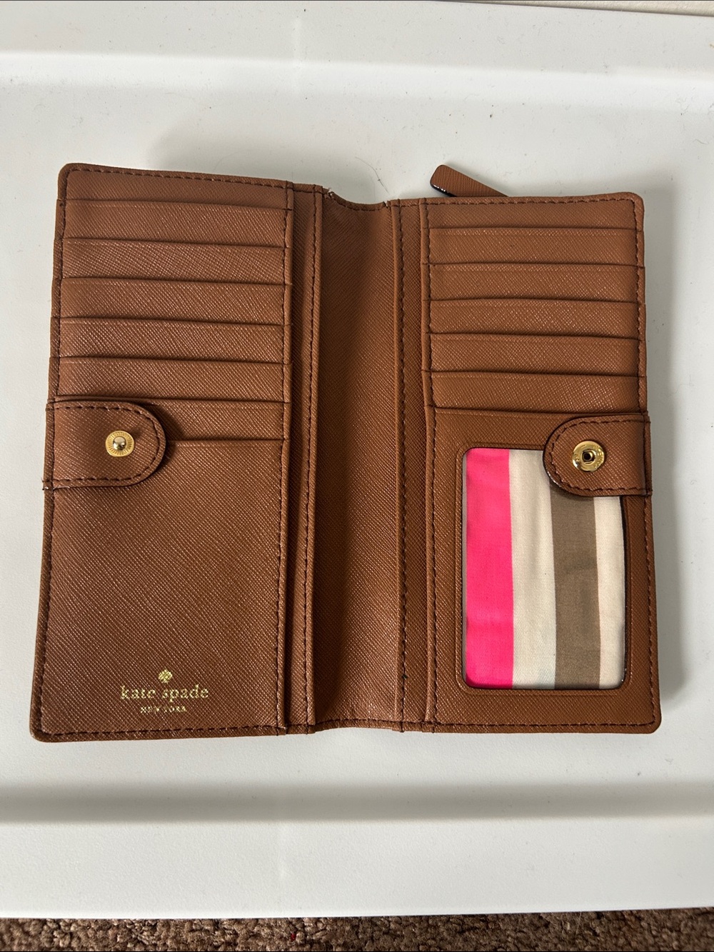 kate spade brown leather men's long wallet - Picture 5 of 6